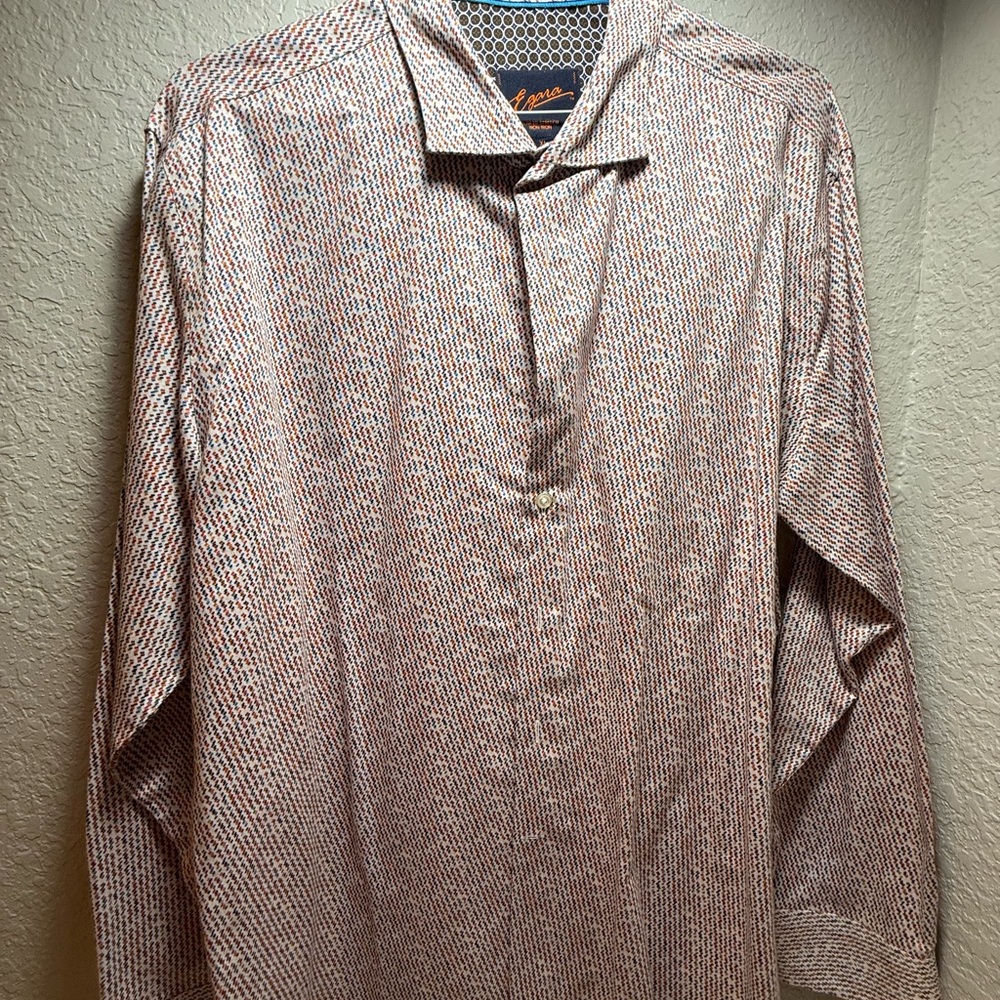 Egara Red and Blue Geometric Button Down Shirt